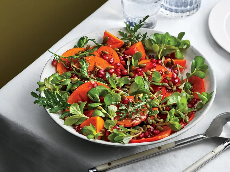 Persimmons, Pomegranate, and Purslane with Pepitas