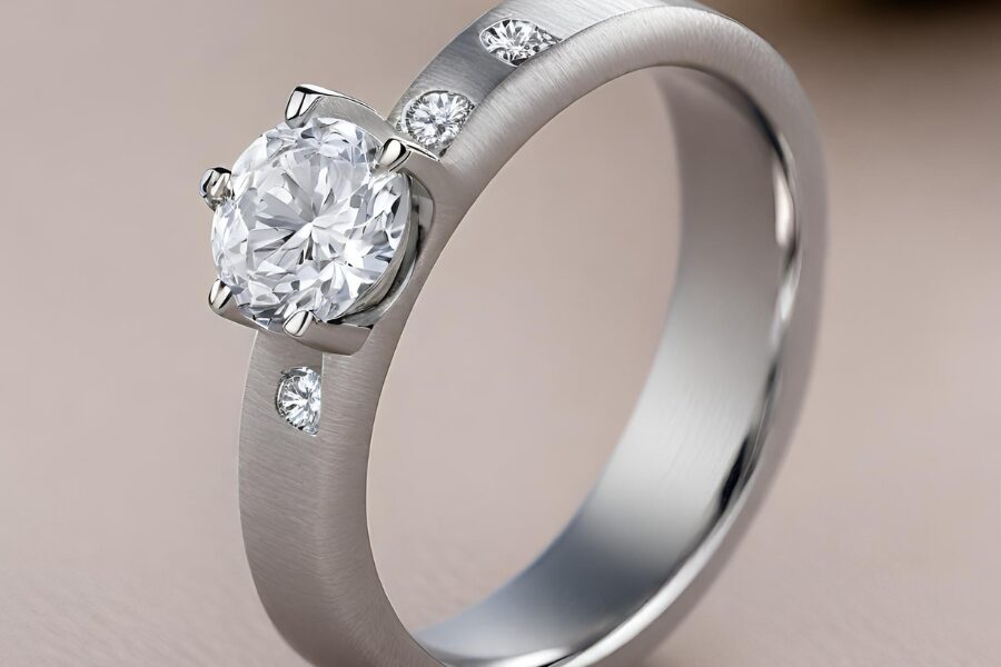 Brushed Finish Engagement Ring